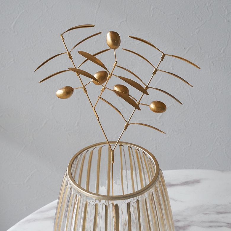 フェイク グリーン オリーブ 枝 造花 約 W 19cm D 6cm H 29cm ブリキ ゴールド おしゃれ クリスマス デコレーション インテリア パーティー 雑貨 西海岸 94743 | ブランド登録なし | 02