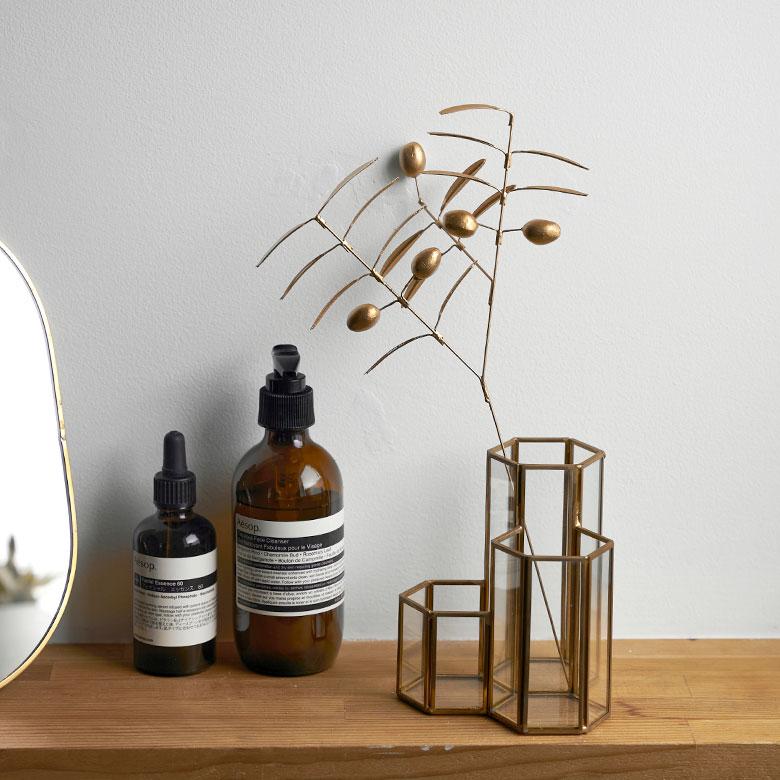 フェイク グリーン オリーブ 枝 造花 約 W 19cm D 6cm H 29cm ブリキ ゴールド おしゃれ クリスマス デコレーション インテリア パーティー 雑貨 西海岸 94743 | ブランド登録なし | 09