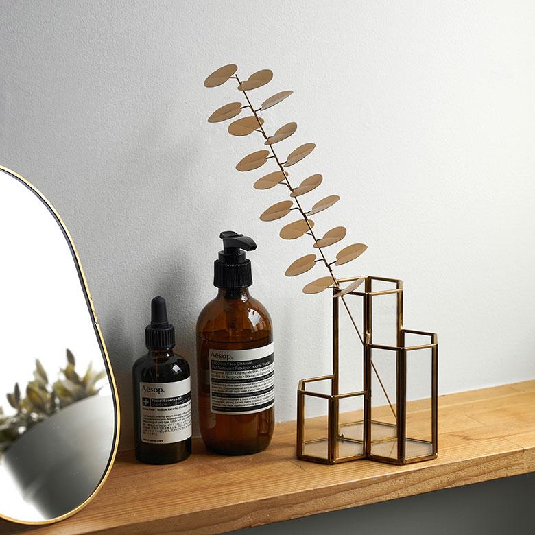 フェイク グリーン ユーカリ 枝 造花 約 W 7cm D 6cm H 32cm ブリキ ゴールド おしゃれ クリスマス デコレーション インテリア パーティー 雑貨 西海岸 94744 | ブランド登録なし | 01