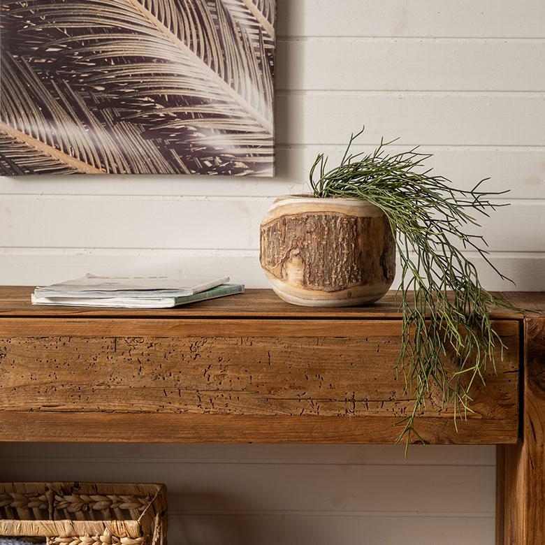 ウッドパネルデザインの天然木鉢カバー ウッドパネルデザインの天然木鉢カバー