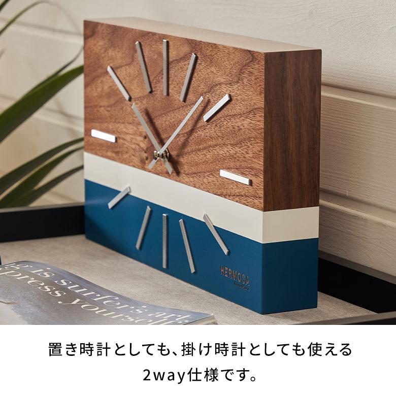 置き 時計 掛け アナログ クロック ウォール ウッド 木製 軽量 乾電池 レトロ ミッドセンチュリー 卓上 壁 おしゃれ 北欧 雑貨 インテリア 西海岸 94806 | HERMOSA | 04