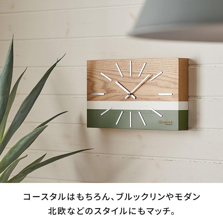 置き 時計 掛け アナログ クロック ウォール ウッド 木製 軽量 乾電池 レトロ ミッドセンチュリー 卓上 壁 おしゃれ 北欧 雑貨 インテリア 西海岸 94806 | HERMOSA | 06
