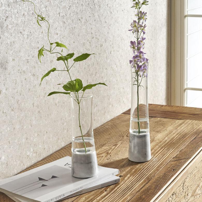 フラワー ベース 花 瓶 びん 水入れ 可 トール ガラス 大理石 一輪挿し