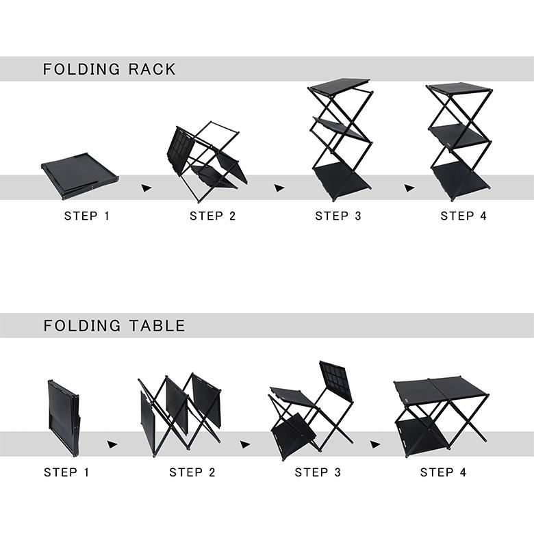 ラック テーブル 折りたたみ キャンプ アウトドア グランピング 3段