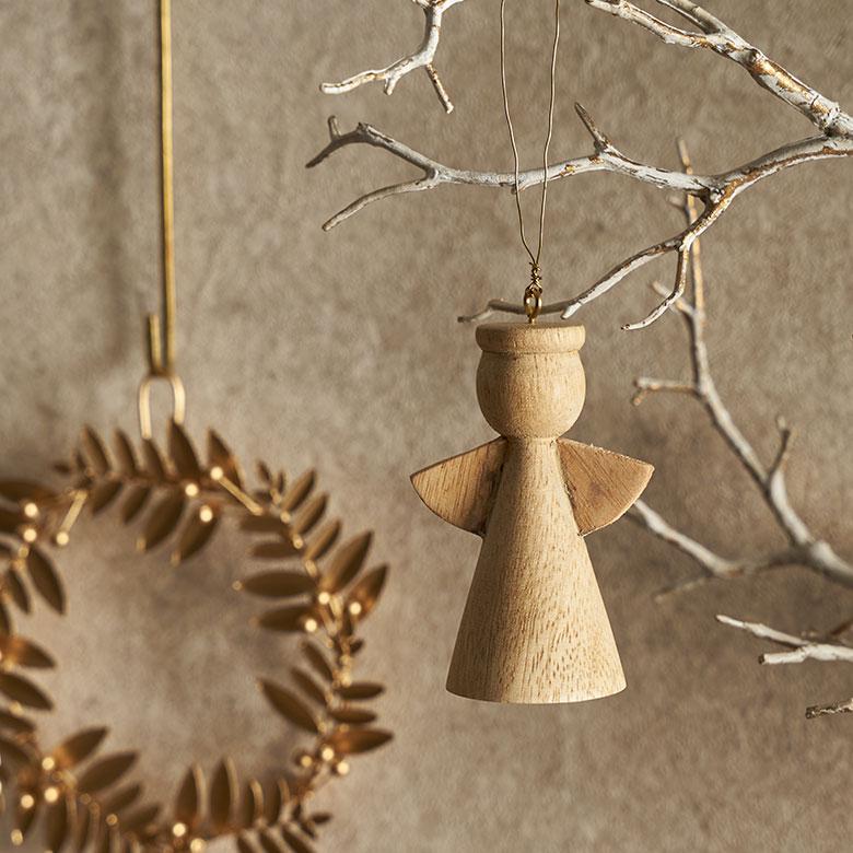 クリスマス オーナメント 天使 飾り マンゴーウッド 置物 オブジェ