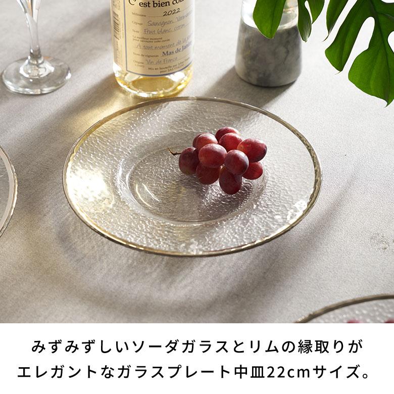 ガラス 皿 おしゃれ ガラスプレート 22cm プレート皿 ラウンドプレート リムプレート 丸皿 テーブルウェア 皿 北欧 キッチン 雑貨 西海岸風 インテリア 94839 | ブランド登録なし | 03