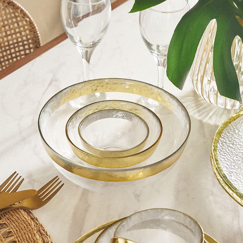 サラダボウル ガラス おしゃれ ガラス食器 そうめん鉢大皿 ガラス皿 冷やし中華 ゴールド シルバー ボウル 皿 北欧 キッチン 雑貨 西海岸風 インテリア 94843 | ブランド登録なし | 18