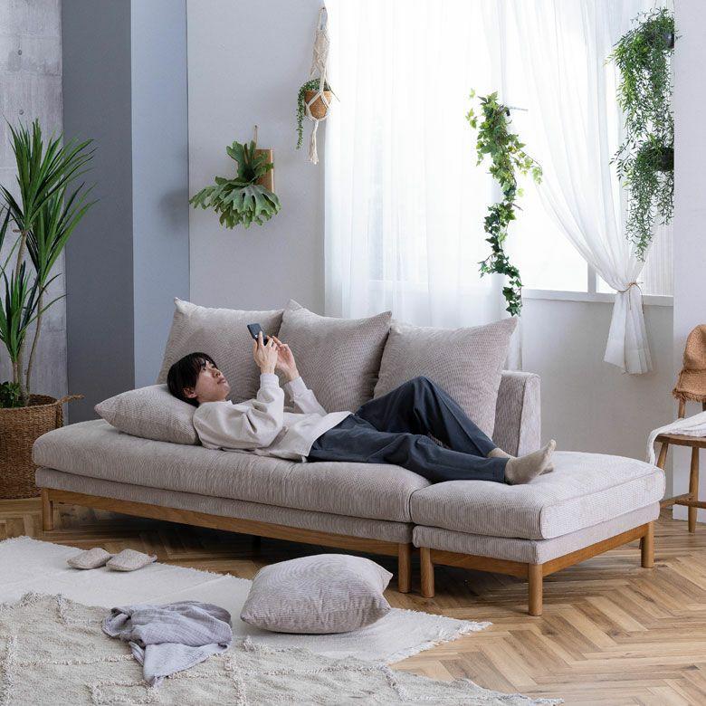 180cm ソファ 3人掛け ソファー 肘なし 開梱設置付き 座面が広いソファ 3人 ごろ寝ソファ 無垢 フェザー おしゃれ 北欧 リゾート 家具 インテリア 西海岸 94868 | 関家具 | 14