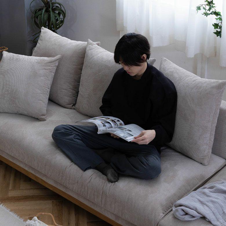 180cm ソファ 3人掛け ソファー 肘なし 開梱設置付き 座面が広いソファ 3人 ごろ寝ソファ 無垢 フェザー おしゃれ 北欧 リゾート 家具 インテリア 西海岸 94868 | 関家具 | 16