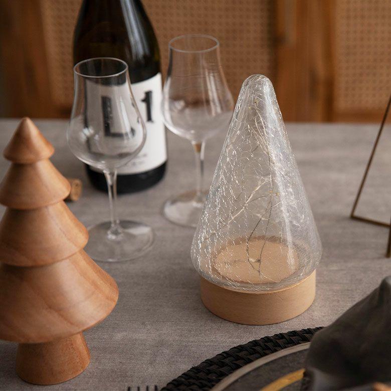 クリスマスツリー 卓上 LEDライト Sサイズ オブジェ ガラス 木製 おしゃれ かわいい 北欧 クリスマス 飾り ミニツリー イルミネーション 電池 西海岸 94874 | ELEMENTS（インテリア） | 02