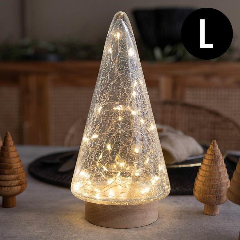 クリスマスツリー 卓上 LEDライト Lサイズ オブジェ ガラス 木製 おしゃれ かわいい 北欧 クリスマス 飾り ミニツリー イルミネーション 電池 西海岸 94875 | ELEMENTS（インテリア）