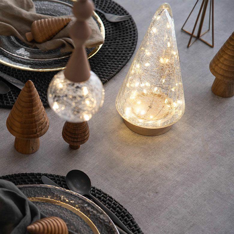 クリスマスツリー 卓上 LEDライト Lサイズ オブジェ ガラス 木製 おしゃれ かわいい 北欧 クリスマス 飾り ミニツリー イルミネーション 電池 西海岸 94875 | ELEMENTS（インテリア） | 02