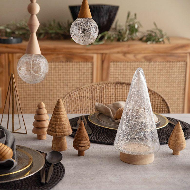 クリスマスツリー 卓上 LEDライト Lサイズ オブジェ ガラス 木製 おしゃれ かわいい 北欧 クリスマス 飾り ミニツリー イルミネーション 電池 西海岸 94875 | ELEMENTS（インテリア） | 06