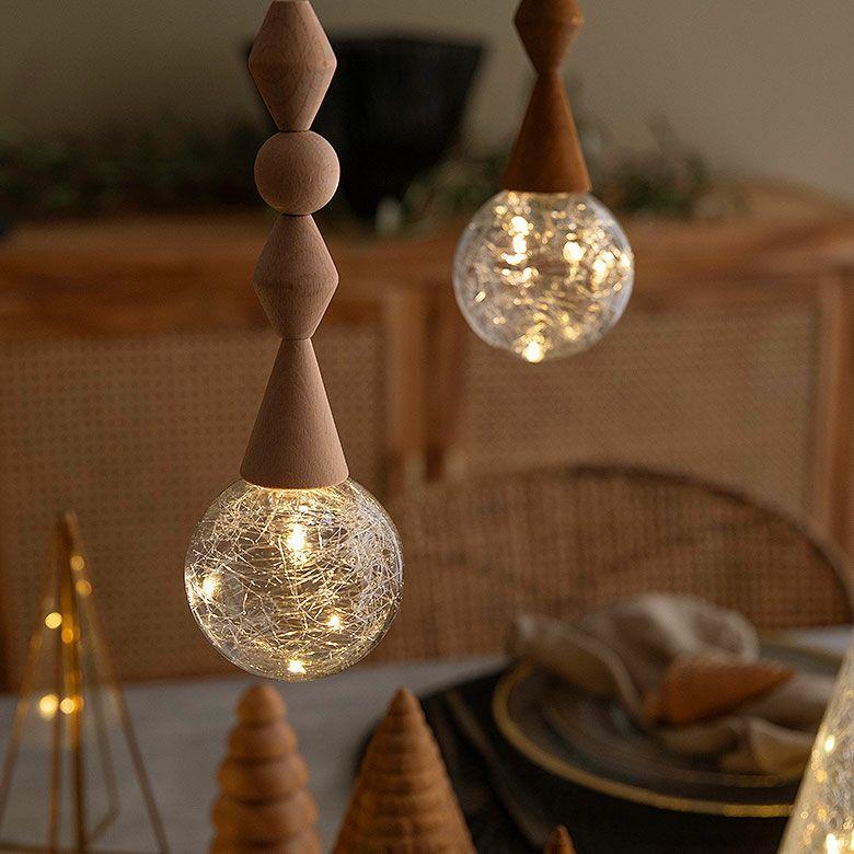 ペンダントライト LED 北欧 吊下げ照明　照明器具 1灯 ガラス ウッド 木製 ナチュラル モダン ダイニング キッチン 玄関 一人暮らし 電池 西海岸 94876 | ELEMENTS（インテリア） | 05