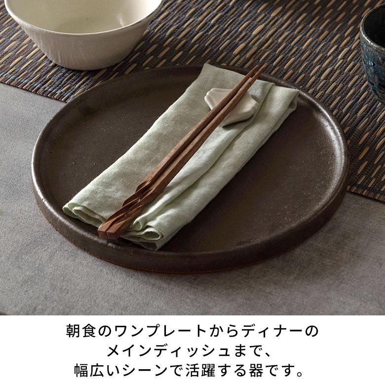 信楽焼 皿 丸皿 22cm 茶 ブラウン 電子レンジ 食洗器対応 和食器 日本製 おしゃれ 和風 カフェ 陶器 ラウンドプレートプレート 中皿 平皿 リム皿 94925 | ブランド登録なし | 09