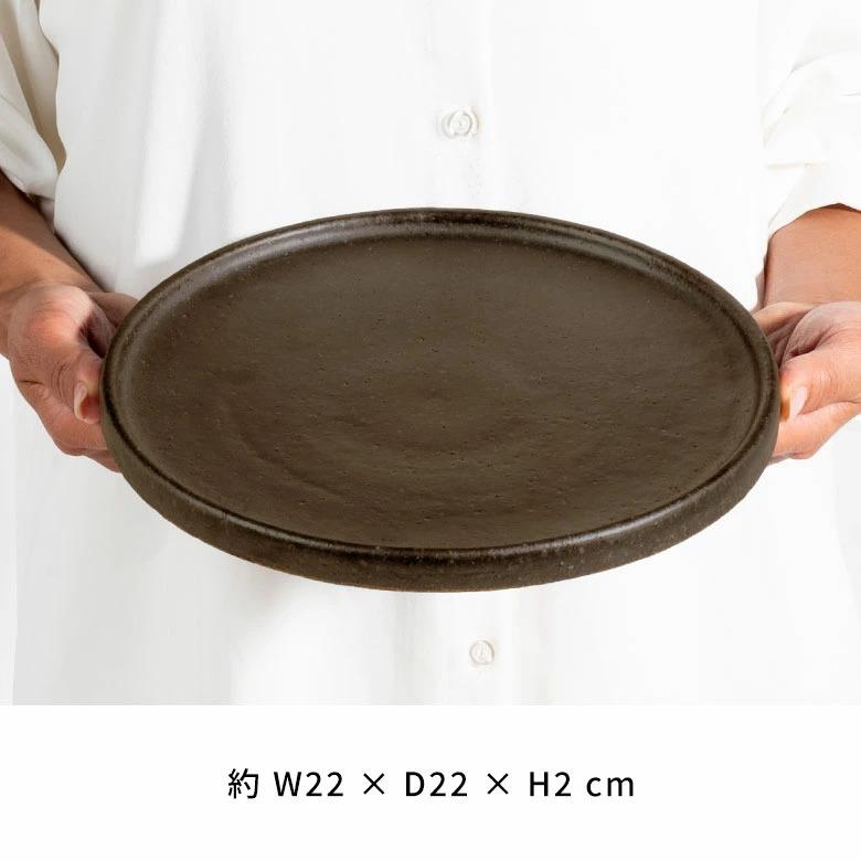 信楽焼 皿 丸皿 22cm 茶 ブラウン 電子レンジ 食洗器対応 和食器 日本製 おしゃれ 和風 カフェ 陶器 ラウンドプレートプレート 中皿 平皿 リム皿 94925 | ブランド登録なし | 10