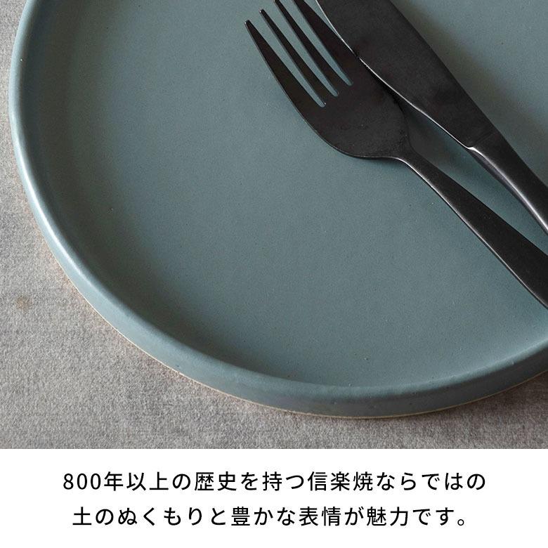 信楽焼 皿 丸皿 22cm 青 ブルー 電子レンジ 食洗器対応 和食器 日本製 おしゃれ 和風 カフェ 陶器 ラウンドプレートプレート 中皿 平皿 リム皿 94926 | ブランド登録なし | 02