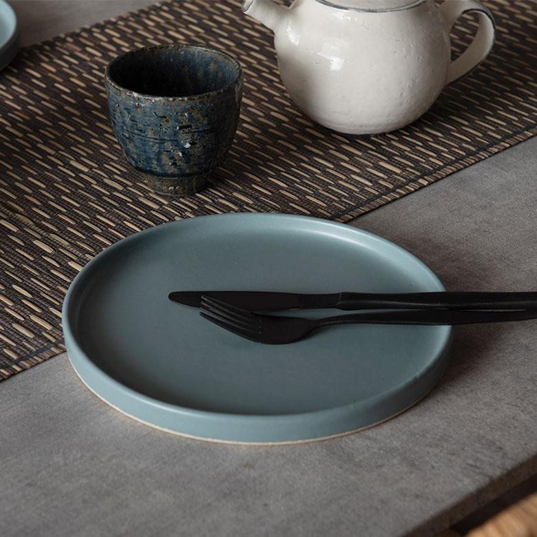 信楽焼 皿 丸皿 22cm 青 ブルー 電子レンジ 食洗器対応 和食器 日本製 おしゃれ 和風 カフェ 陶器 ラウンドプレートプレート 中皿 平皿 リム皿 94926 | ブランド登録なし | 03