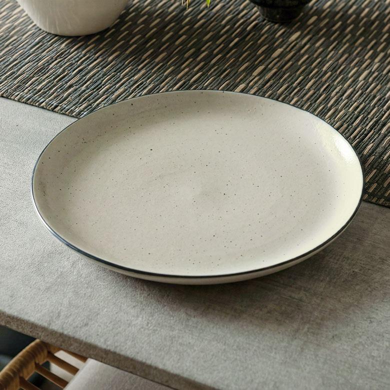 信楽焼 皿 丸皿 25cm 粉引 ライン 電子レンジ 食洗器対応 和食器 日本製 おしゃれ 和風 カフェ 陶器 ラウンドプレートプレート 大皿 平皿 リム皿 94928 | ブランド登録なし | 03