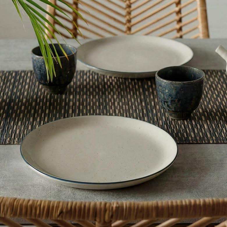 信楽焼 皿 丸皿 25cm 粉引 ライン 電子レンジ 食洗器対応 和食器 日本製 おしゃれ 和風 カフェ 陶器 ラウンドプレートプレート 大皿 平皿 リム皿 94928 | ブランド登録なし | 06