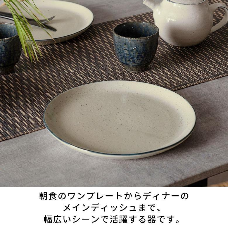 信楽焼 皿 丸皿 25cm 粉引 ライン 電子レンジ 食洗器対応 和食器 日本製 おしゃれ 和風 カフェ 陶器 ラウンドプレートプレート 大皿 平皿 リム皿 94928 | ブランド登録なし | 08