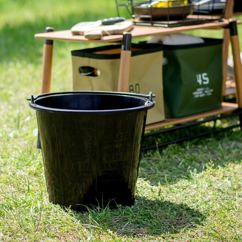 バケツ 持ち手付き 12L 収納 掃除用品 ごみ箱 バスケット 雑貨 ポリバケツ アウトドア ガーデニング プラスチック製 おしゃれ レトロ 95022 | ブランド登録なし | 09