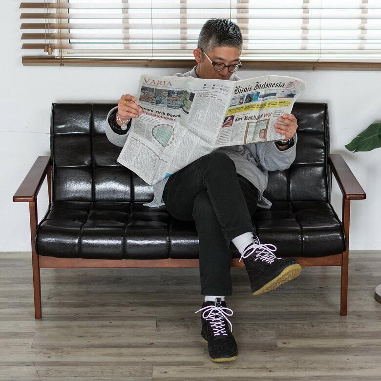 【送料無料】ソファ 2人掛け 合皮レザー 肘掛け 幅135cm ソファ 2人掛け 合皮レザー 肘掛け 幅135cm ソファー レトロ