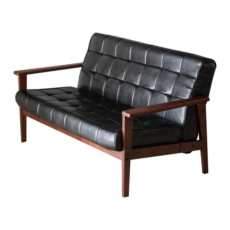 ソファ 2人掛け 合皮レザー 肘掛け 幅135cm ソファー レトロ