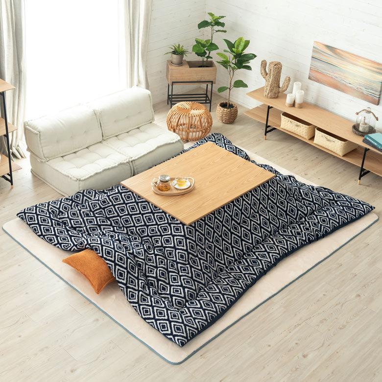 こたつ布団 長方形 薄掛け 約200×250cm こたつ掛け 布団 コタツ布団 こたつ用品 おしゃれ 北欧 かわいい カジュアル モダン ジャガード織 ダイヤ柄 96031 | ブランド登録なし | 11