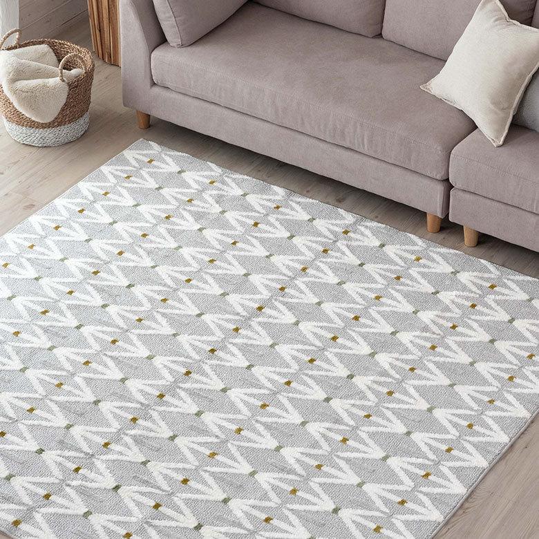 ラグマット カーペット タフト 約185×185cm ラグ リビング 洗濯可 国産 長方形 オール幾何学模様 北欧 96040 | ブランド登録なし | 13