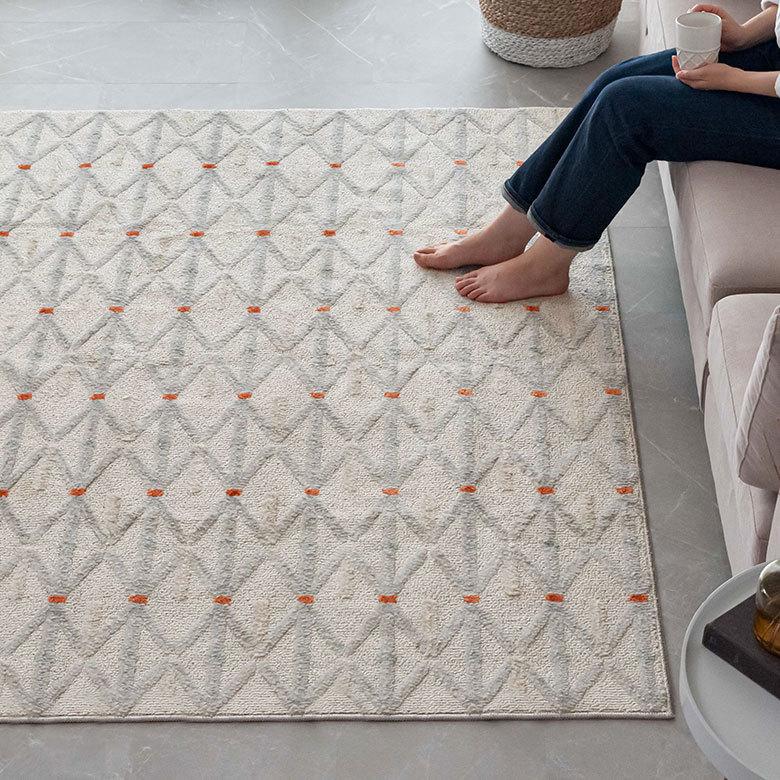 ラグマット カーペット タフト 約185×185cm ラグ リビング 洗濯可 国産 長方形 オール幾何学模様 北欧 96040 | ブランド登録なし | 14