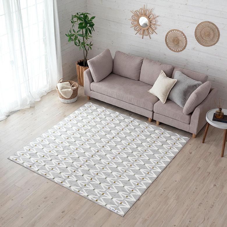 ラグマット カーペット タフト 約185×185cm ラグ リビング 洗濯可 国産 長方形 オール幾何学模様 北欧 96040 | ブランド登録なし | 16