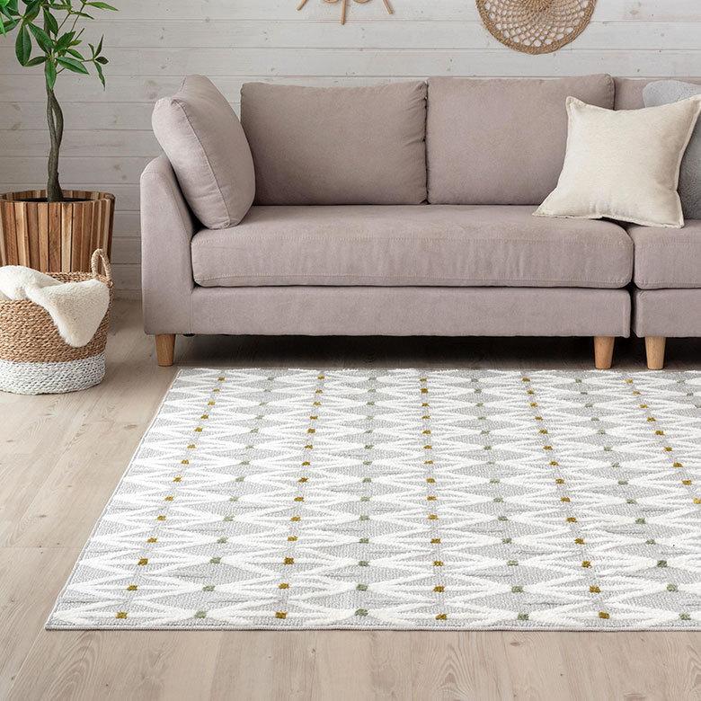 ラグマット カーペット タフト 約185×185cm ラグ リビング 洗濯可 国産 長方形 オール幾何学模様 北欧 96040 | ブランド登録なし | 07