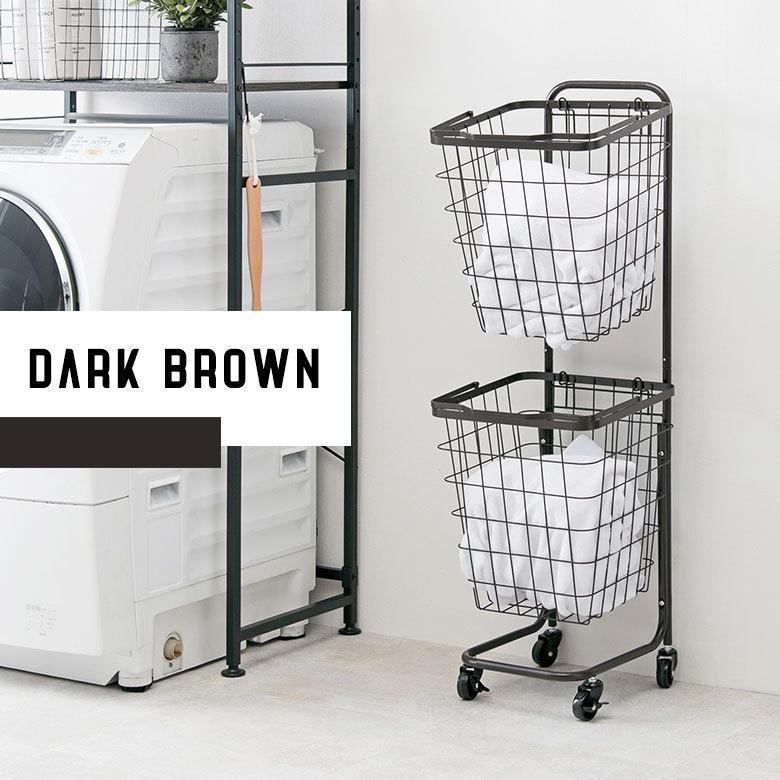 ランドリーラック バスケット かご 付 ワイヤー スクエア 2段 縦型 ワゴン ランドリー ラック キャスター 洗濯 スリム 収納 洗濯物 入れ 北欧 おしゃれ 96044 | ブランド登録なし | 04