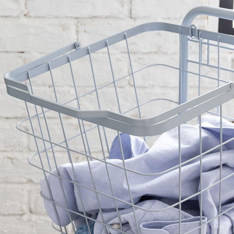 ランドリーラック バスケット かご 付 ワイヤー スクエア 2段 縦型 ワゴン ランドリー ラック キャスター 洗濯 スリム 収納 洗濯物 入れ 北欧 おしゃれ 96044 | ブランド登録なし | 17