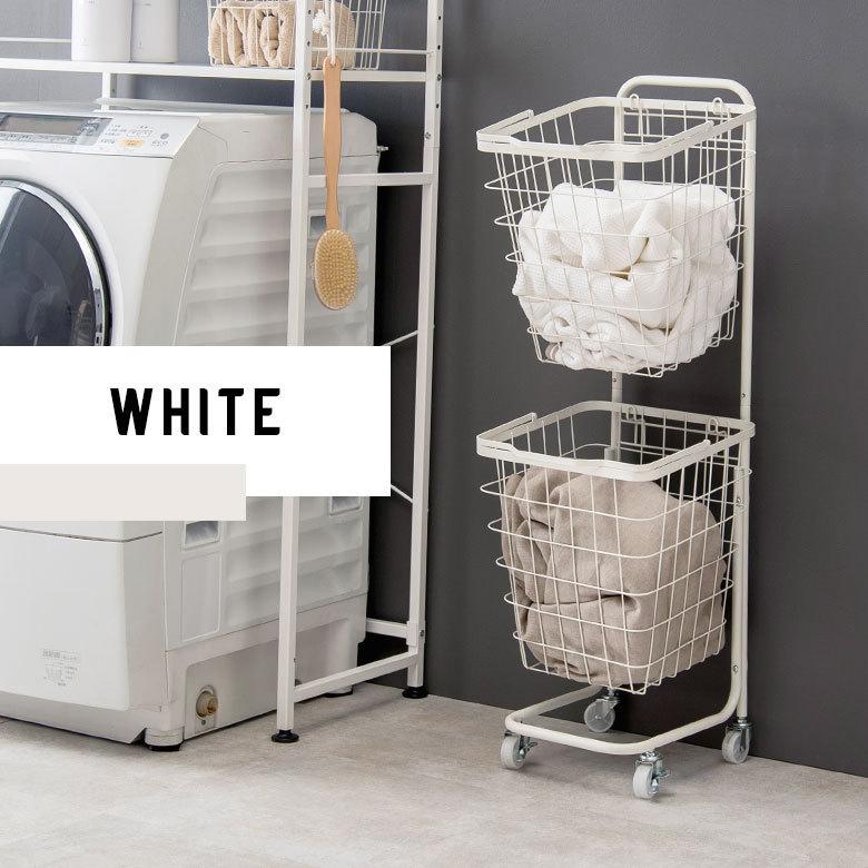 ランドリーラック バスケット かご 付 ワイヤー スクエア 2段 縦型 ワゴン ランドリー ラック キャスター 洗濯 スリム 収納 洗濯物 入れ 北欧 おしゃれ 96044 | ブランド登録なし | 06
