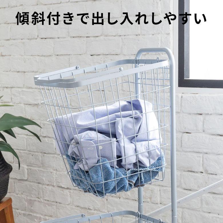 ランドリーラック バスケット かご 付 ワイヤー スクエア 2段 縦型 ワゴン ランドリー ラック キャスター 洗濯 スリム 収納 洗濯物 入れ 北欧 おしゃれ 96044 | ブランド登録なし | 10