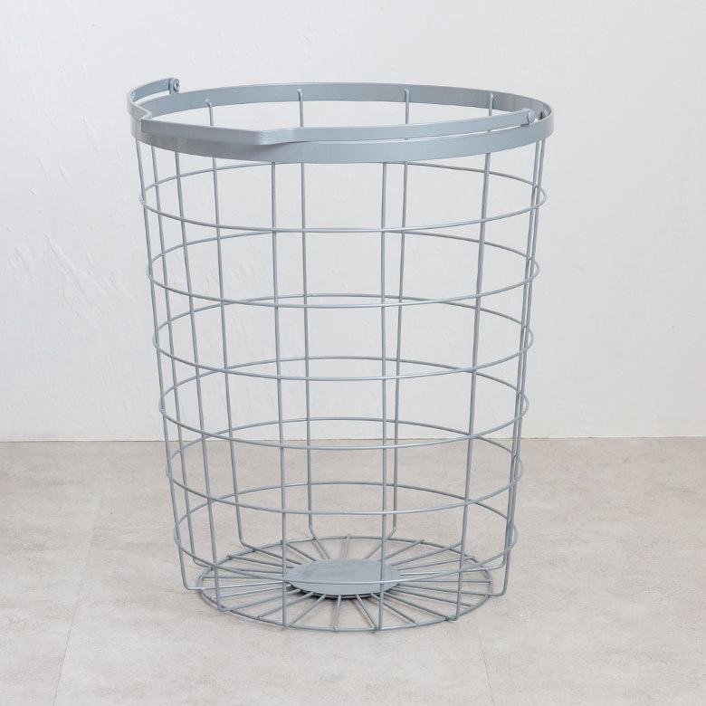 ランドリーラック バスケット かご 付 ワイヤー ラウンド 2段 縦型 ワゴン ランドリー ラック キャスター 洗濯 スリム 収納  洗濯物 入れ 北欧 おしゃれ 96046 | ブランド登録なし | 16