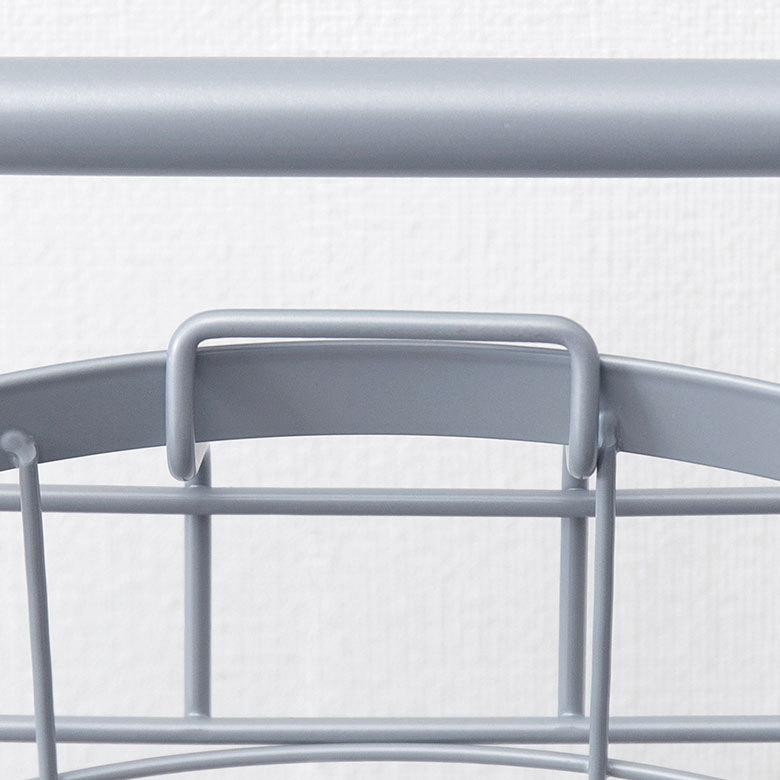 ランドリーラック バスケット かご 付 ワイヤー ラウンド 2段 縦型 ワゴン ランドリー ラック キャスター 洗濯 スリム 収納  洗濯物 入れ 北欧 おしゃれ 96046 | ブランド登録なし | 19