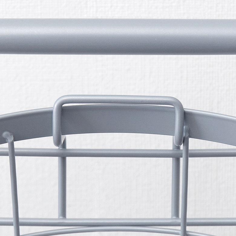 ランドリーラック バスケット かご 付 ワイヤー ラウンド 3段 縦型 ワゴン ランドリー ラック キャスター 洗濯 スリム 収納  洗濯物 入れ 北欧 おしゃれ 96047 | ブランド登録なし | 19