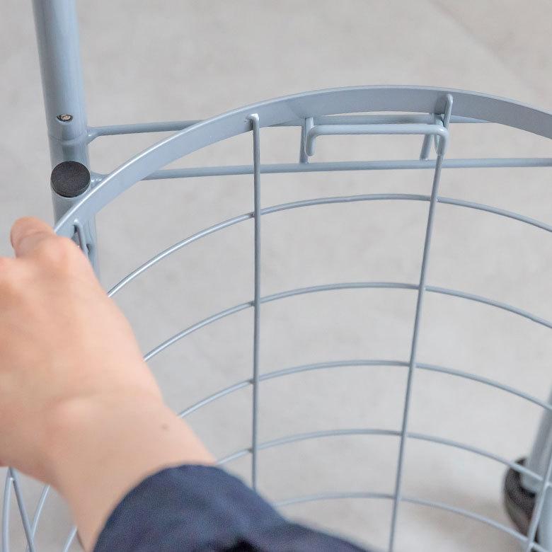 ランドリーラック バスケット かご 付 ワイヤー ラウンド 3段 縦型 ワゴン ランドリー ラック キャスター 洗濯 スリム 収納  洗濯物 入れ 北欧 おしゃれ 96047 | ブランド登録なし | 20