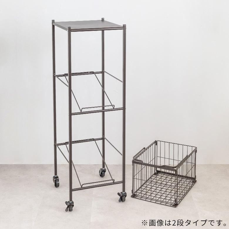 ランドリーラック バスケット かご 付 ワイヤー スクエア 2段 縦型 ワゴン 斜め ランドリー ラック キャスター 洗濯 スリム 収納  洗濯物 入れ おしゃれ 96053 | ブランド登録なし | 20