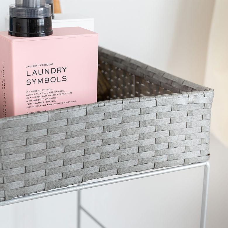 ランドリーラック バスケット かご 付 防水 スクエア 3段 縦型 ワゴン 斜め ランドリー ラック キャスター 洗濯 ワイド 収納  洗濯物 入れ 北欧 おしゃれ 96055 | ブランド登録なし | 15