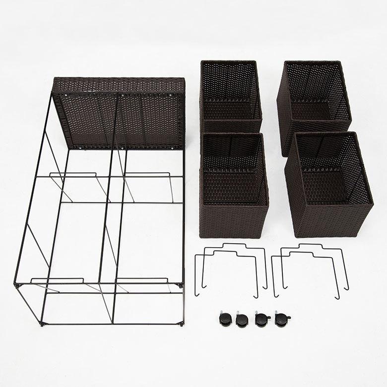 ランドリーラック バスケット かご 付 防水 スクエア 3段 縦型 ワゴン 斜め ランドリー ラック キャスター 洗濯 ワイド 収納  洗濯物 入れ 北欧 おしゃれ 96055 | ブランド登録なし | 20