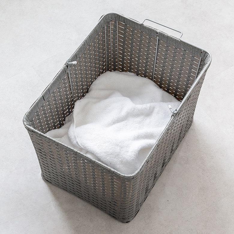 ランドリーラック バスケット かご 付 防水 スクエア 2段 縦型 ワゴン 水平 ランドリー ラック キャスター 洗濯 スリム 収納  洗濯物 入れ 北欧 おしゃれ 96056 | ブランド登録なし | 15