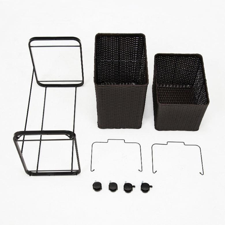 ランドリーラック バスケット かご 付 防水 スクエア 2段 縦型 ワゴン 水平 ランドリー ラック キャスター 洗濯 スリム 収納  洗濯物 入れ 北欧 おしゃれ 96056 | ブランド登録なし | 20