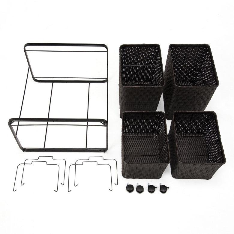 ランドリーラック バスケット かご 付 防水 スクエア 2段 縦型 ワゴン 水平 ランドリー ラック キャスター 洗濯 ワイド 収納  洗濯物 入れ 北欧 おしゃれ 96057 | ブランド登録なし | 20