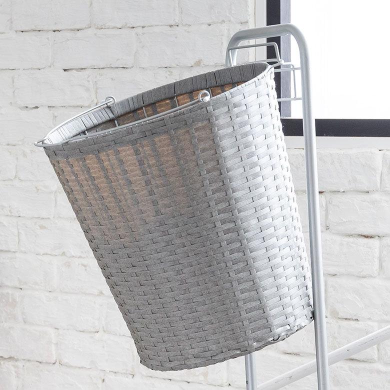 ランドリーラック バスケット かご 付 防水 ラウンド 2段 縦型 ワゴン ランドリー ラック キャスター 洗濯 スリム 収納  洗濯物 入れ 北欧 おしゃれ 96058 | ブランド登録なし | 14