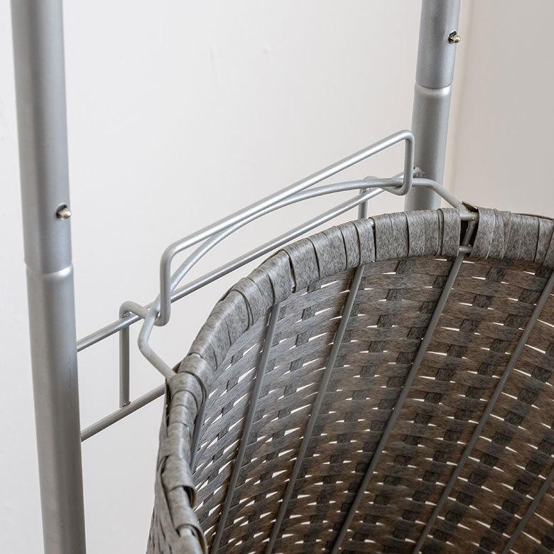 ランドリーラック バスケット かご 付 防水 ラウンド 2段 縦型 ワゴン ランドリー ラック キャスター 洗濯 スリム 収納  洗濯物 入れ 北欧 おしゃれ 96058 | ブランド登録なし | 18