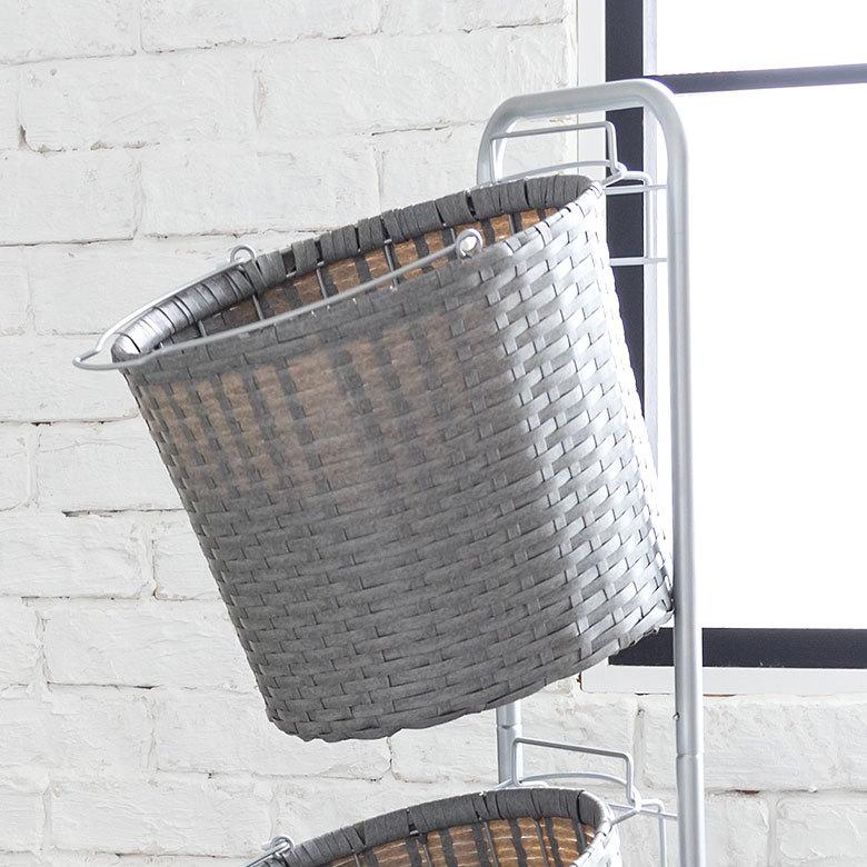 ランドリーラック バスケット かご 付 防水 ラウンド 3段 縦型 ワゴン ランドリー ラック キャスター 洗濯 スリム 収納  洗濯物 入れ 北欧 おしゃれ 96059 | ブランド登録なし | 14